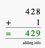 Calculate 428 + 1 using long addition