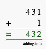 Calculate 431 + 1 using long addition
