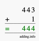Calculate 443 + 1 using long addition