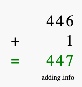 Calculate 446 + 1 using long addition