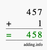 Calculate 457 + 1 using long addition