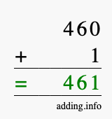 Calculate 460 + 1 using long addition