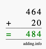 Calculate 464 plus 20 using long addition Calculate 464 + 20 using long addition