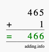 Calculate 465 + 1 using long addition