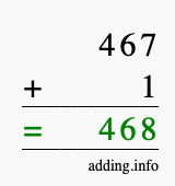 Calculate 467 + 1 using long addition