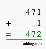 Calculate 471 + 1 using long addition