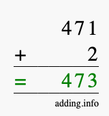 Calculate 471 + 2 using long addition