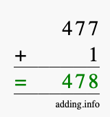 Calculate 477 + 1 using long addition