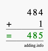 Calculate 484 + 1 using long addition