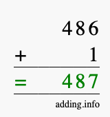 Calculate 486 + 1 using long addition