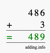 Calculate 486 + 3 using long addition