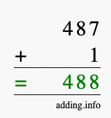Calculate 487 + 1 using long addition