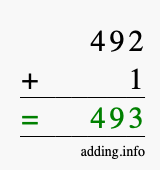 Calculate 492 + 1 using long addition