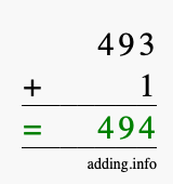 Calculate 493 + 1 using long addition