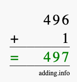 Calculate 496 + 1 using long addition