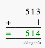 Calculate 513 + 1 using long addition