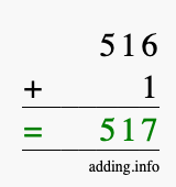 Calculate 516 + 1 using long addition