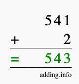 Calculate 541 + 2 using long addition