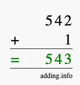Calculate 542 + 1 using long addition