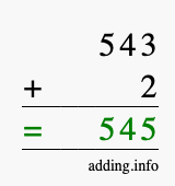 Calculate 543 + 2 using long addition