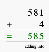 Calculate 581 + 4 using long addition