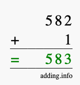 Calculate 582 + 1 using long addition