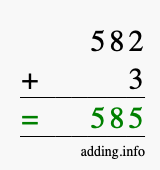 Calculate 582 + 3 using long addition