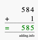 Calculate 584 + 1 using long addition