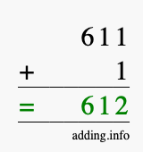 Calculate 611 + 1 using long addition
