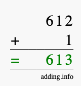 Calculate 612 + 1 using long addition