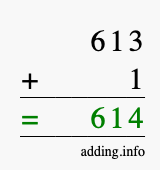 Calculate 613 + 1 using long addition