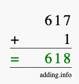 Calculate 617 + 1 using long addition