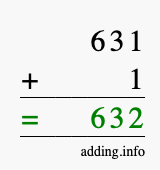 Calculate 631 + 1 using long addition