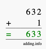 Calculate 632 + 1 using long addition