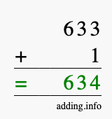 Calculate 633 + 1 using long addition