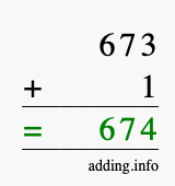 Calculate 673 + 1 using long addition