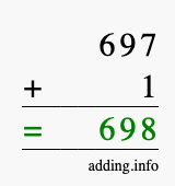 Calculate 697 + 1 using long addition