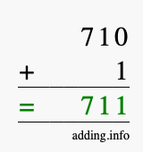 Calculate 710 + 1 using long addition