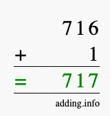 Calculate 716 + 1 using long addition