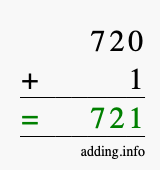 Calculate 720 + 1 using long addition