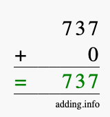 Calculate 737 + 0 using long addition