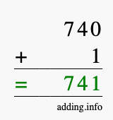 Calculate 740 + 1 using long addition