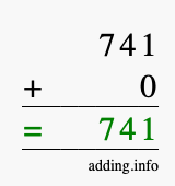Calculate 741 + 0 using long addition