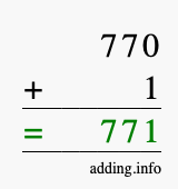 Calculate 770 + 1 using long addition