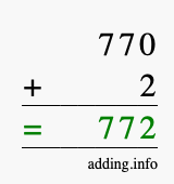Calculate 770 + 2 using long addition