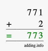Calculate 771 + 2 using long addition