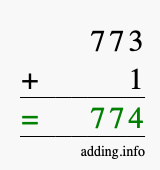 Calculate 773 + 1 using long addition