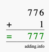 Calculate 776 + 1 using long addition