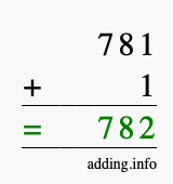 Calculate 781 + 1 using long addition