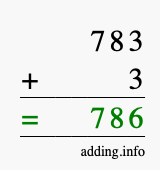 Calculate 783 + 3 using long addition